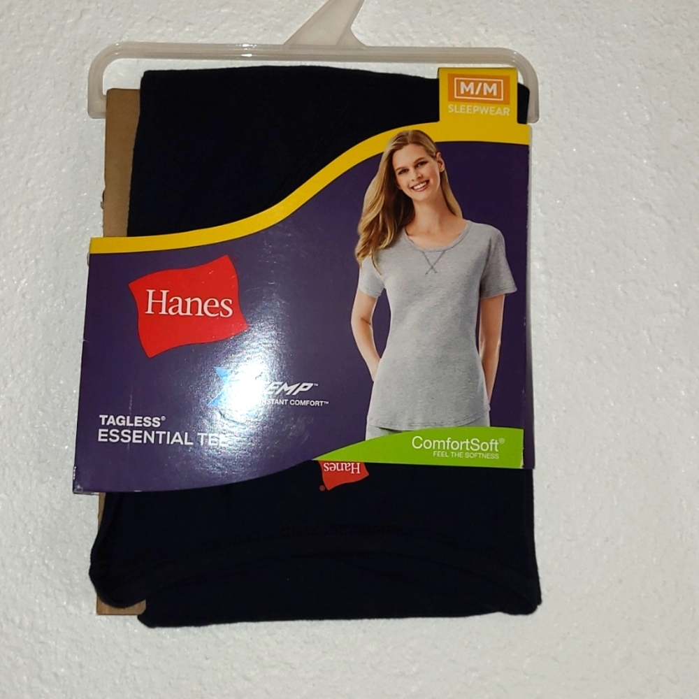 Hanes Sleepwear X-Temp Tagless Essential Comfort Soft Tee Black Sz M (8/10) NWT - Picture 3 of 6